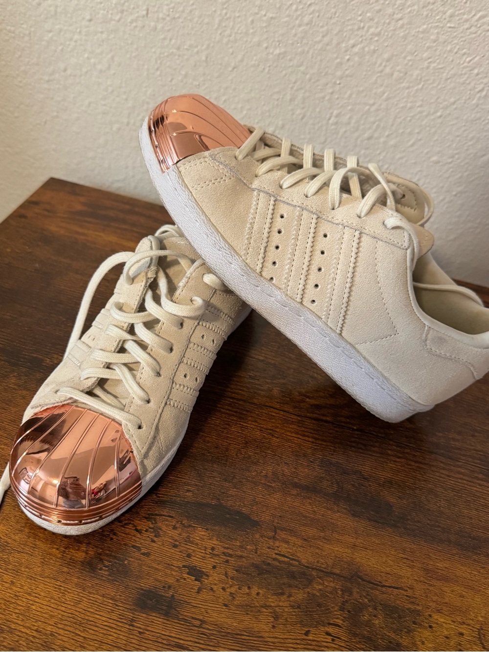 adidas Superstar 80s Rose Gold Metal Toe Sneakers Size 5